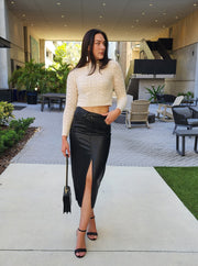 Gia Faux Leather Midi Skirt