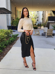 Gia Faux Leather Midi Skirt