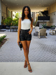 Wesley Pocketed Faux Leather Shorts