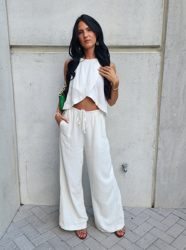 Florence Scalloped Halter Crop Top