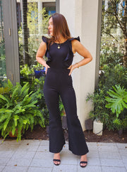 Ryder Flared Jumpsuit- Black- Final Sale