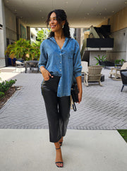 Jolene Button Down Denim Blouse- Final Sale