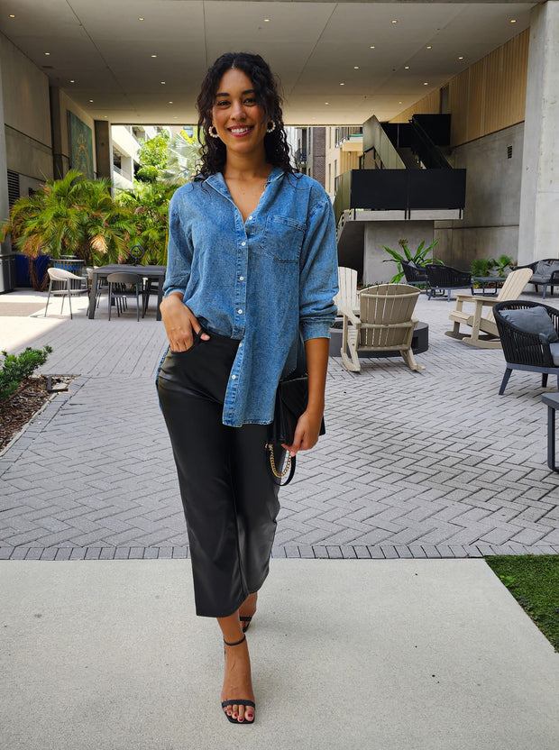 Jolene Button Down Denim Blouse