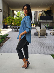 Jolene Button Down Denim Blouse- Final Sale