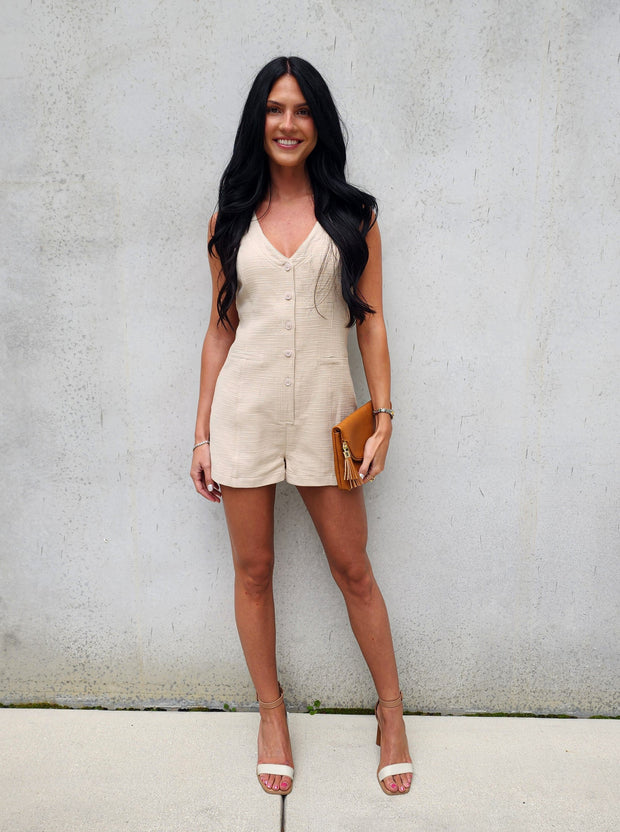 Lina Sleeveless Button Down Romper