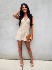 Lina Sleeveless Button Down Romper