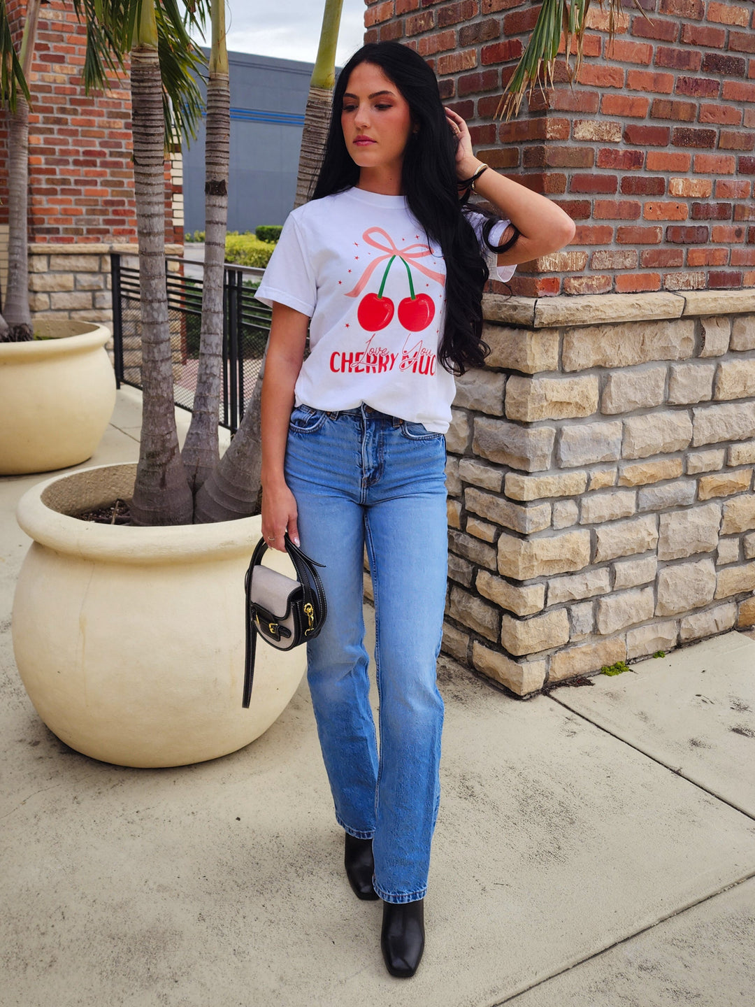 【CHERRYQUIRI】Cross Roses tee ♥2Color cross roses tee - white - CHERRYQUIRI | 60% - Asian Fashion