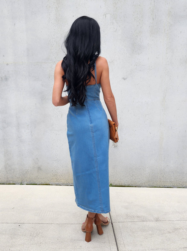 Olivia Denim Maxi Dress