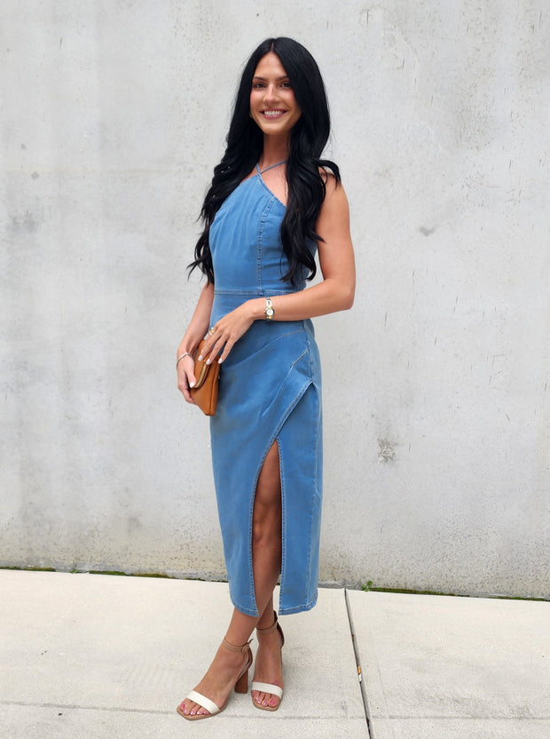 Olivia Denim Maxi Dress