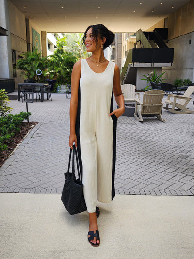 Darla Linen Contrast Side Jumpsuit