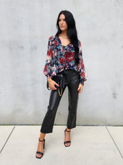 Cece Floral Long Sleeve Blouse- Final Sale