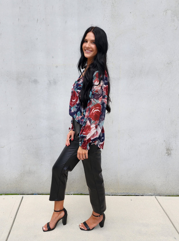 Cece Floral Long Sleeve Blouse- Final Sale