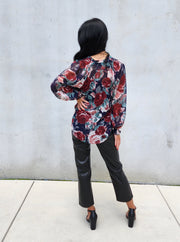 Cece Floral Long Sleeve Blouse- Final Sale