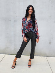 Cece Floral Long Sleeve Blouse- Final Sale