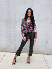 Cece Floral Long Sleeve Blouse- Final Sale