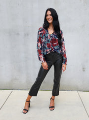 Cece Floral Long Sleeve Blouse- Final Sale